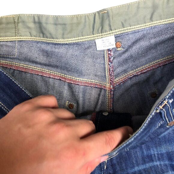 RARE Evisu Embroidered Jeans Size 40 BIG LOGO Blue - Picture 5 of 12